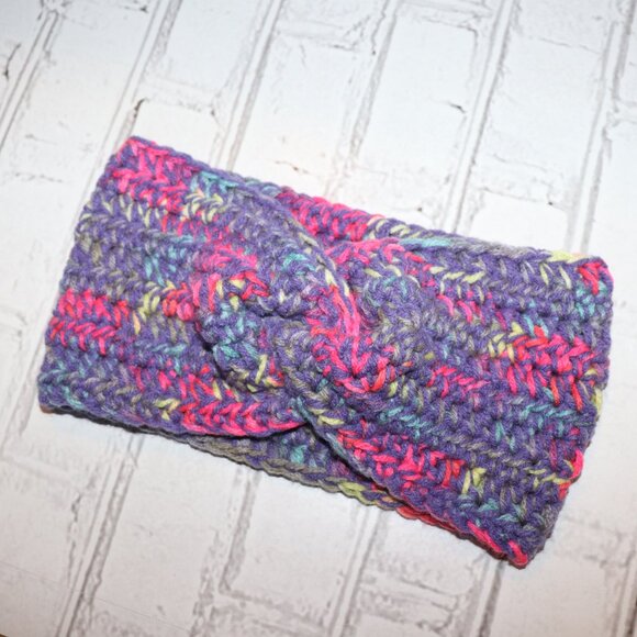๐๐ Chunky Purple & Colorful Crochet Headband โ Handmade ยท One Size - Picture 3 of 4